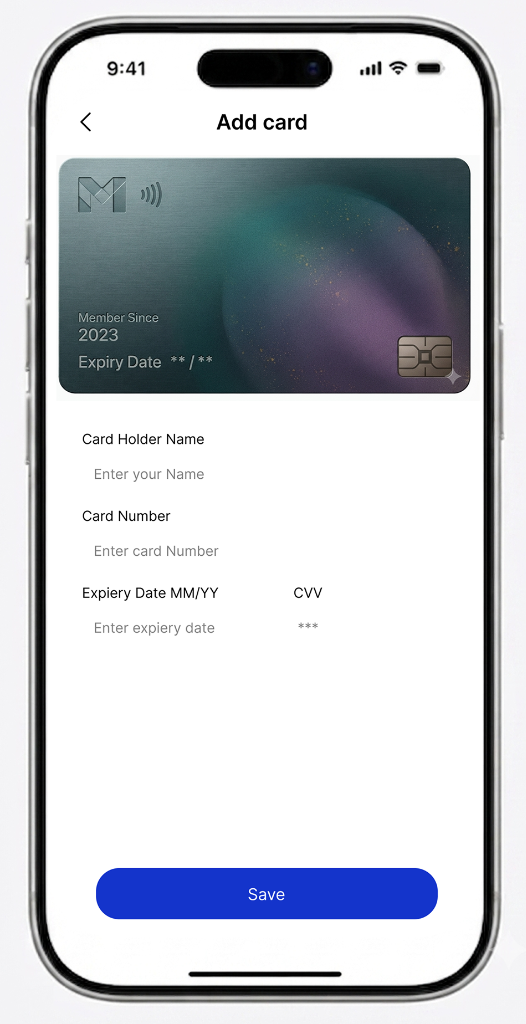 Add Card Screen
