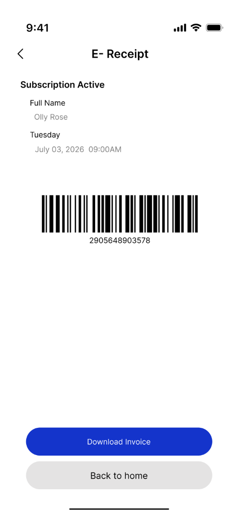 E-Receipt Screen